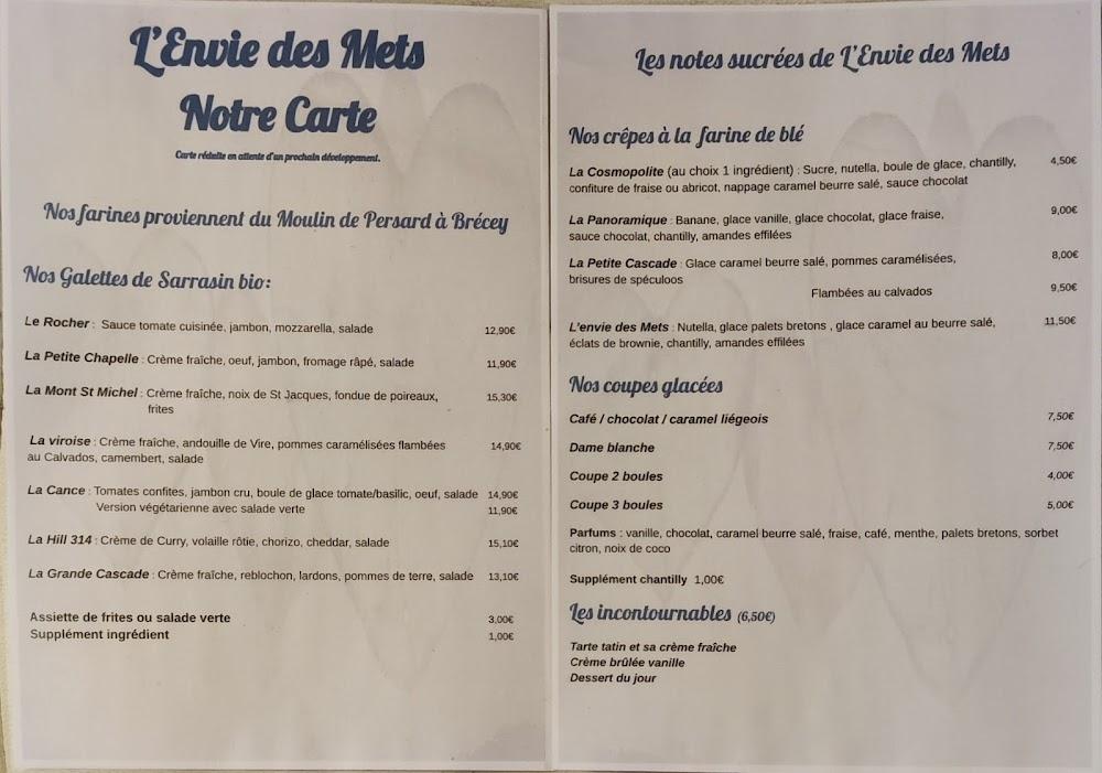 L'envie Des Mets - Menu Image 1